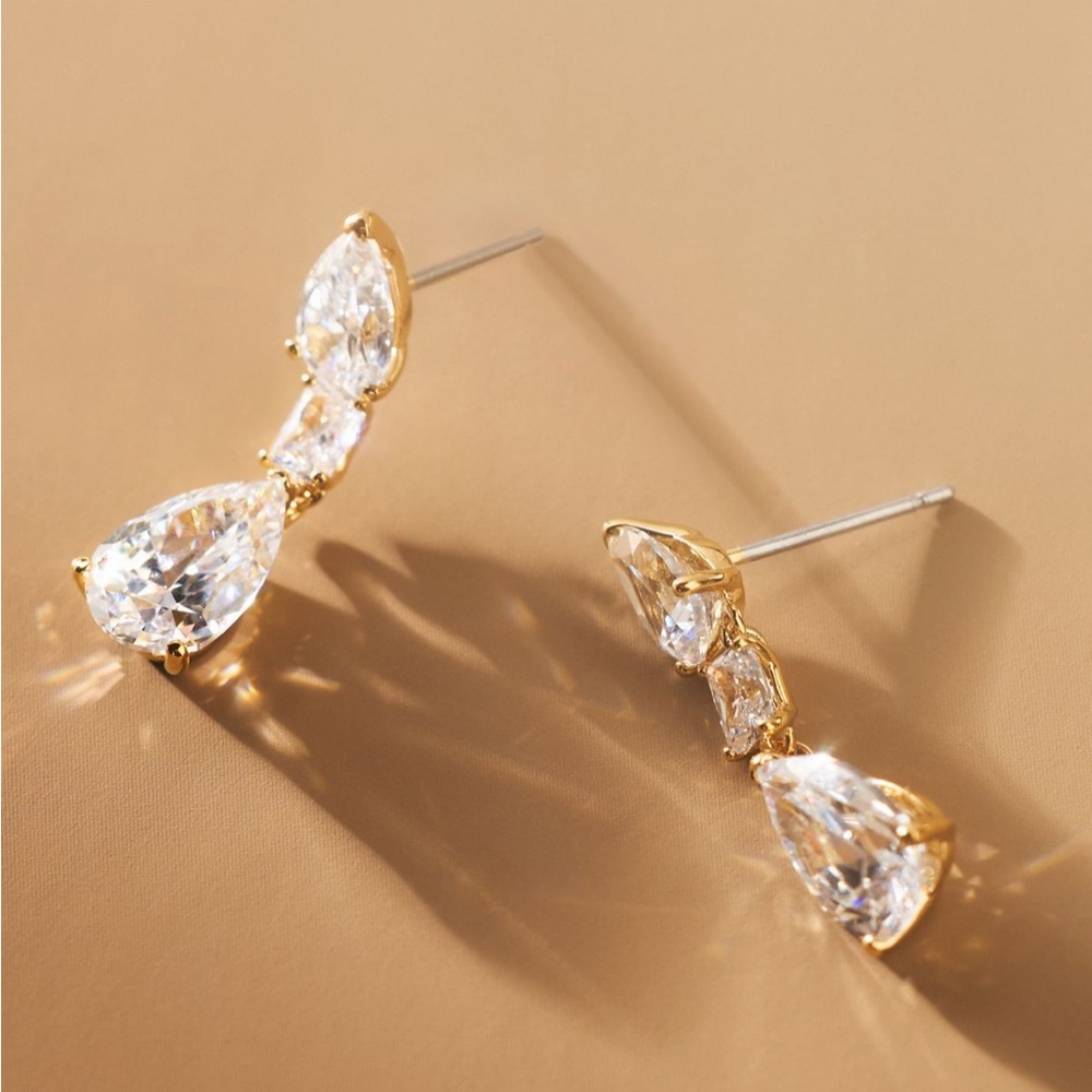 NADRI Gold Crystal Drop Earrings